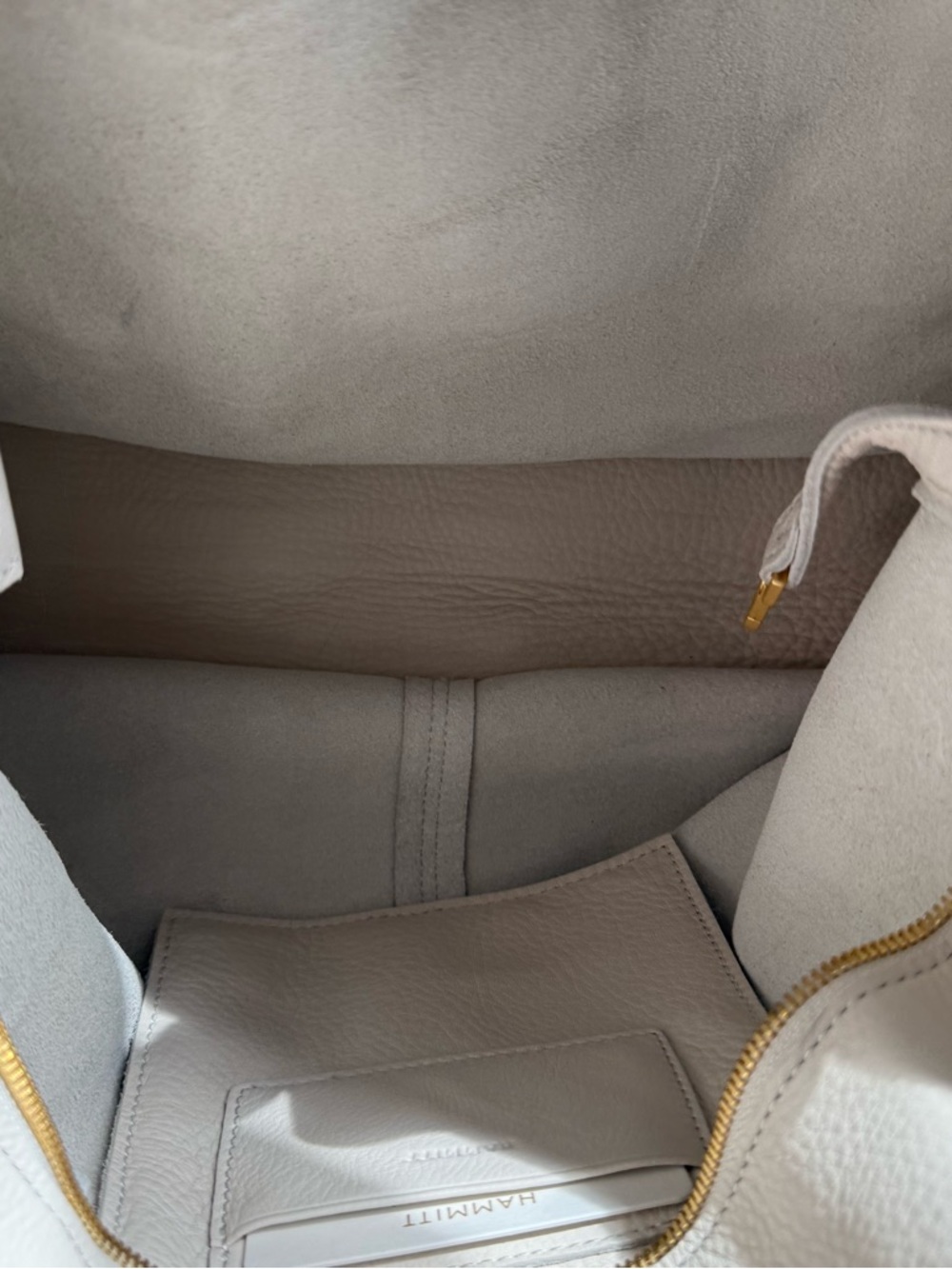 Hammitt Large Oliver Zip Leather Tote Bag in Calla Lily w/ Brushed Gold Accents - Picture 8 of 8